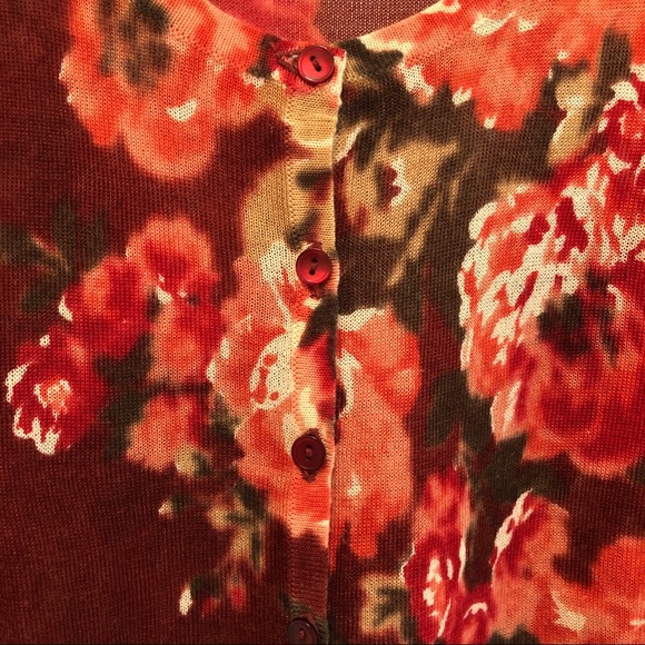 ANN TAYLOR LOFT * NWOT Rust Rose Floral Cardigan - Picture 7 of 8